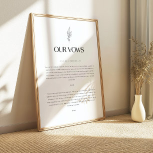 Póster Votos matrimoniales personalizados florales minima