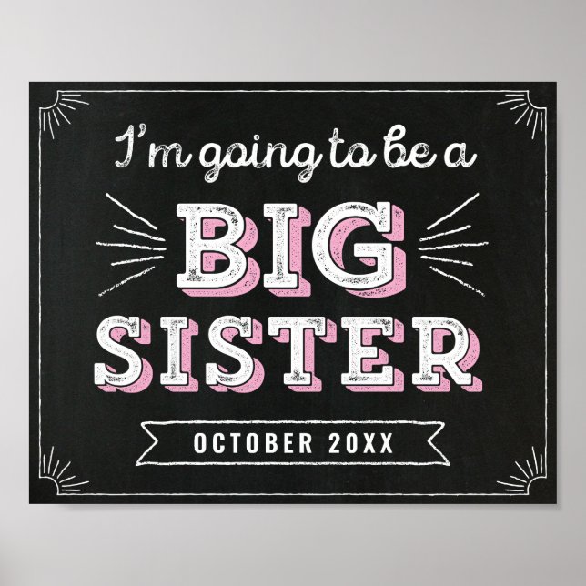 Póster Voy a ser una gran hermana Personalizado Rótulo 8x (Frente)