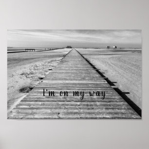 Póster Voy de camino a la playa foto en blanco y negro
