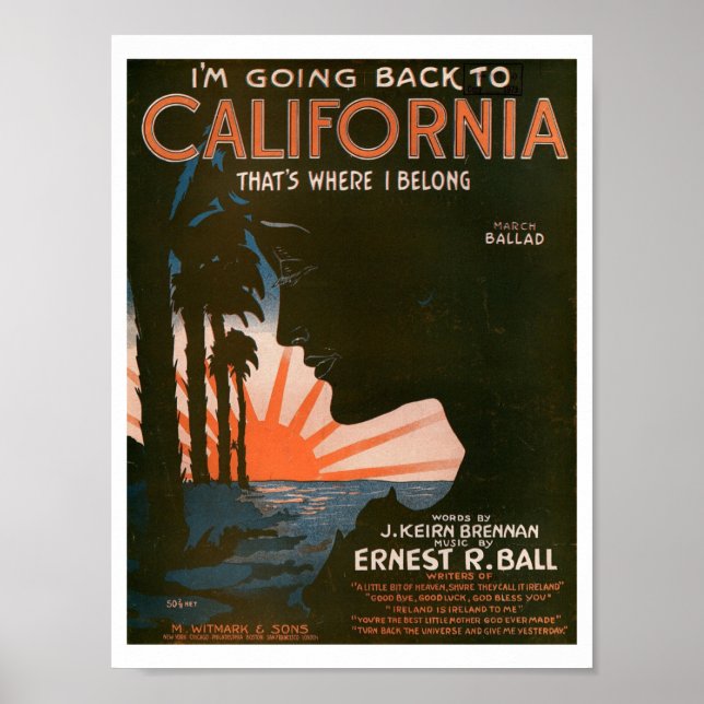 Póster Voy de vuelta a California Vintage (Frente)