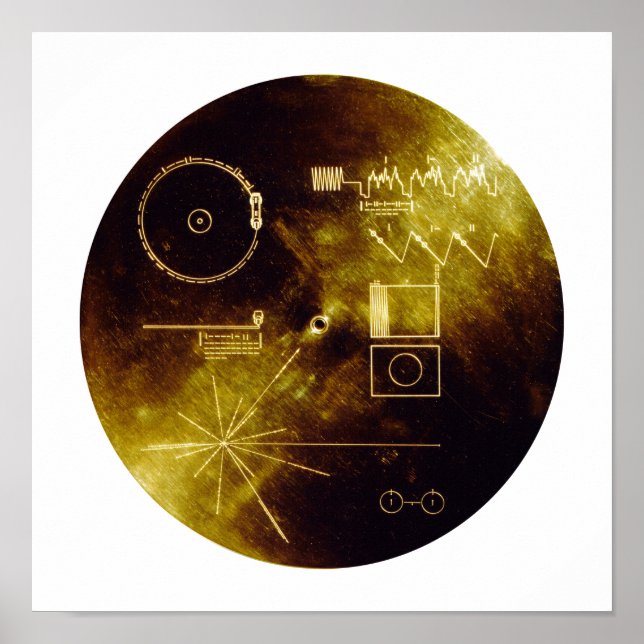 Póster Voyager 1 + 2 Sonidos de la cubierta dorada del ré (Frente)