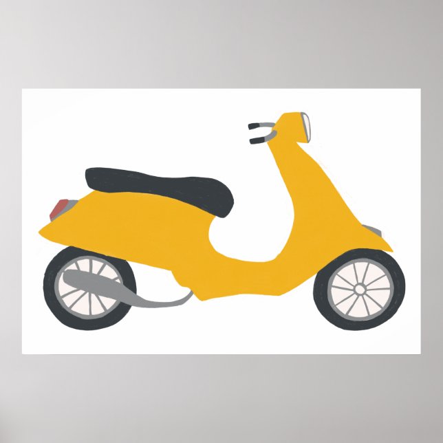 Póster Vroom Yellow Motor Scooter Art (Frente)