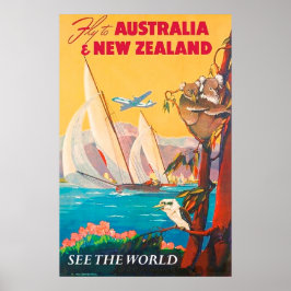 Póster Vuela a Australia y Nueva Zelanda, conoce el mundo