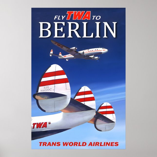 Póster Vuela TWA a Berlín Alemania Trans World Airlines (Frente)