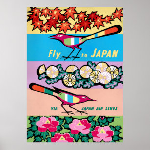 Póster Vuelan a Japón: Restauran Poster de viajes vintage
