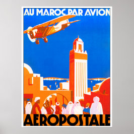 Póster Vuele a Morocco Air. Aeropostale