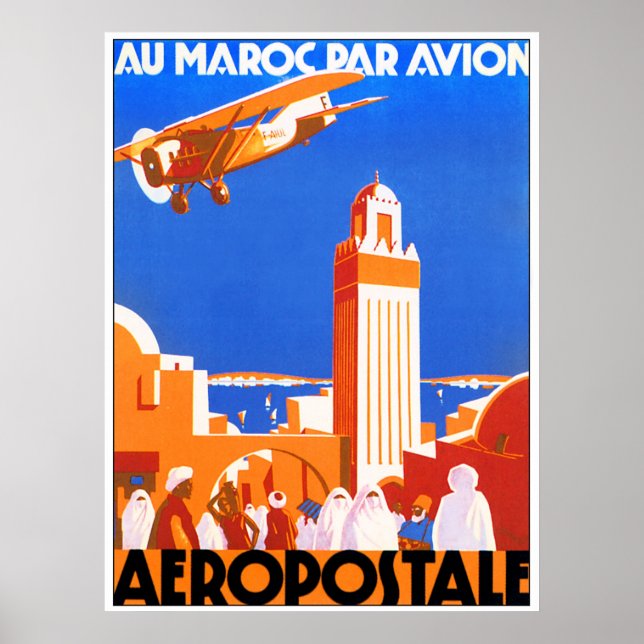 Póster Vuele a Morocco Air. Aeropostale (Frente)