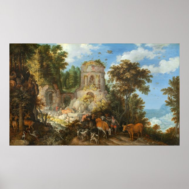 Póster Vuelo a Egipto, Poster Bella Artes Roelandt Savery (Frente)