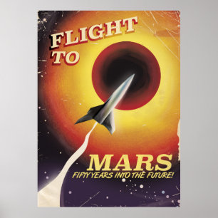 Póster ¡Vuelo a Marte! poster de la ciencia ficción del