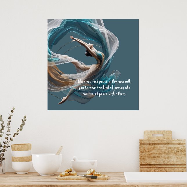 Póster Vuelo aéreo Aire Yoga Instructor Pilates Fitness (Cocina)