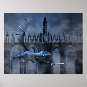 Póster Vuelo azul del dragón