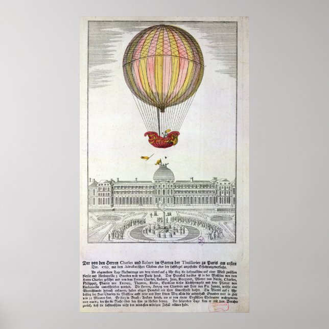 Póster Vuelo de Jacques Charles y Nicholas Robert (Frente)