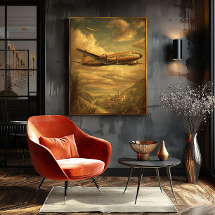 Póster Vuelo de la Edad de Oro: Avión de Línea DC-6 de Lo
