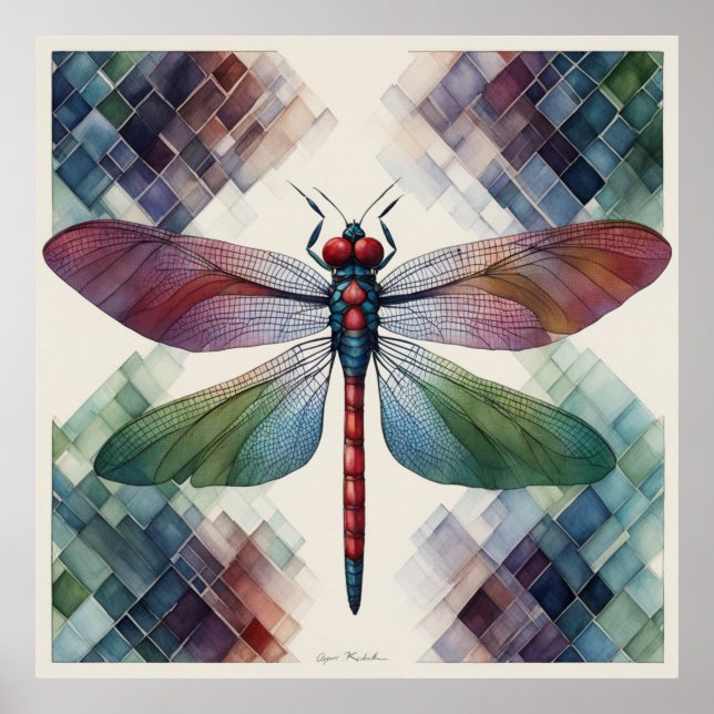 Póster Vuelo de Serenity: Dragonfly de elegancia geométri (Frente)