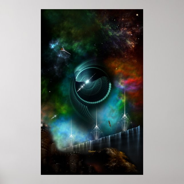 Póster Vuelo Del Corbius Fractal Art Wall Poster (Frente)