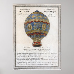 Póster Vuelo del globo de los hermanos históricos 1783 de