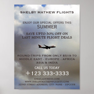 Póster Vuelo moderno, publicidad en aerolíneas