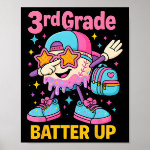 Póster Vuelta Al Colegio Helado De Béisbol Goteo Primer D