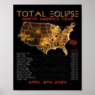Póster Vuelta) Total del Eclipse Solar 2024 North America