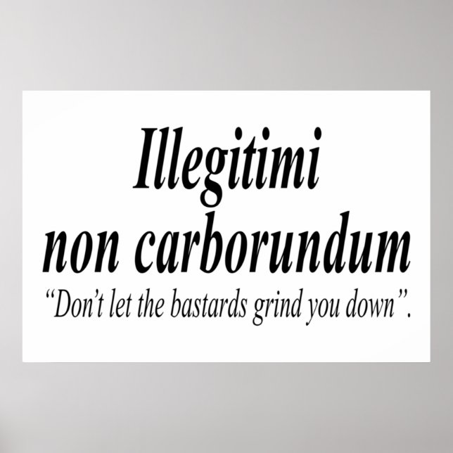Póster VUELVA Illegitimi non carborundum es una broma. (Frente)