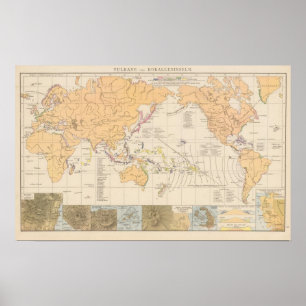 Póster Vulkane, mapa del atlas de Koralleninseln