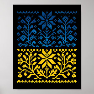 Póster Vyshyvanka del girasol ucraniano