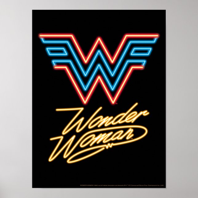 Póster W84 | Logotipo de luz neón de la mujer maravilla (Frente)