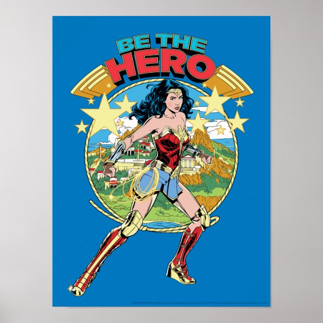 Póster W84 | Themyscira Wonoman Retro Comic Art (Frente)