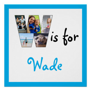 Póster W es para Blue Name Photo