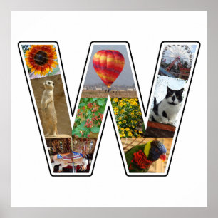 Póster W Monograma Crear su propio Collage de fotos de 9
