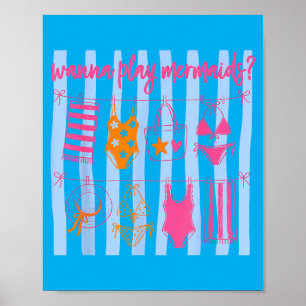Póster W Play Sirenas Preppy Femenino Vibraciones de Vera