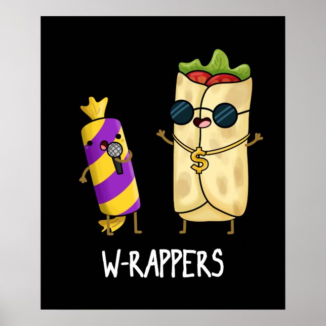 Póster W-rappers Funny Food Pun Dark BG (Frente)