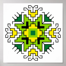 WA0014 Wall Art Motif búlgaro shevitsa verde