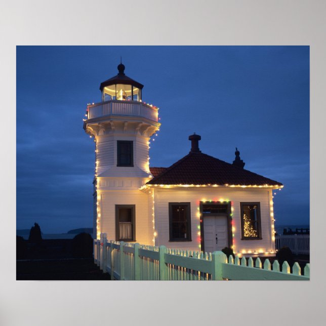 Póster WA, Mukilteo, faro de Mukilteo, establecido (Frente)