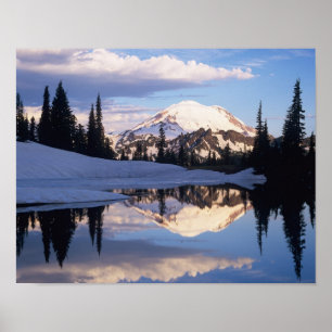 Póster WA, Parque Nacional Mt. Rainier, Mt. Rainier y nub