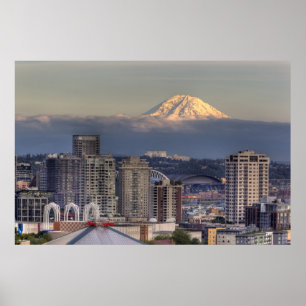 Póster WA, Seattle, Mount Rainier desde Kerry Park