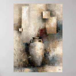 Póster Wabi-Sabi Humilde Vaso Moderno Japonés Abstracto