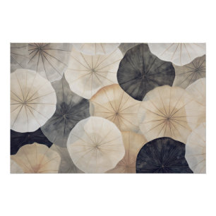Póster Wabisabi Aesthetic Abstract Lotus Leaves