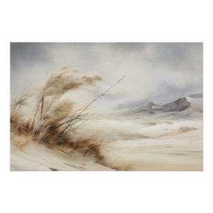Póster Wabisabi Aesthetic Windswept Beach Landscape