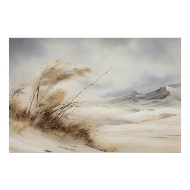 Póster Wabisabi Aesthetic Windswept Beach Landscape (Anverso)