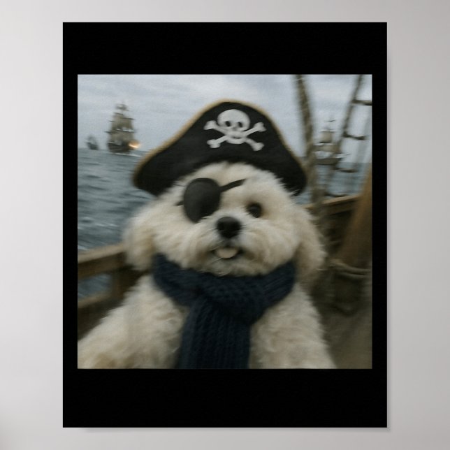Póster Wacky Dog Funny Odle Sea Dog Rate Meme Nautical Ar (Frente)