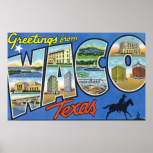 Póster Waco, letra ScenesWaco, TX 2 de TexasLarge