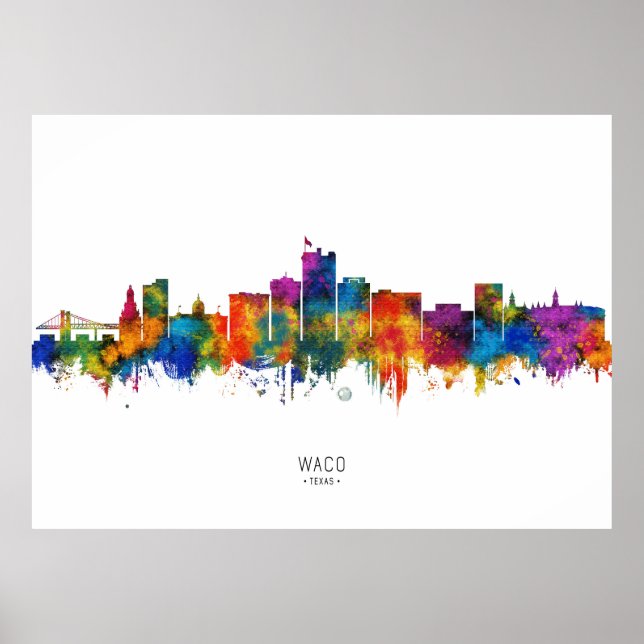 Póster Waco Texas Skyline (Frente)