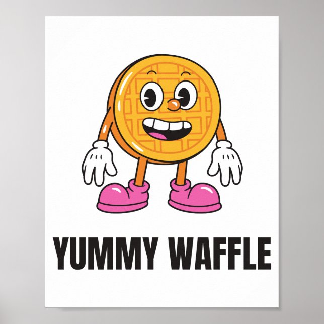 Póster Waffle Food Kawaii Face (Frente)