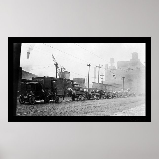 Póster Wagons de carbón en Chicago, IL 1909 (Frente)