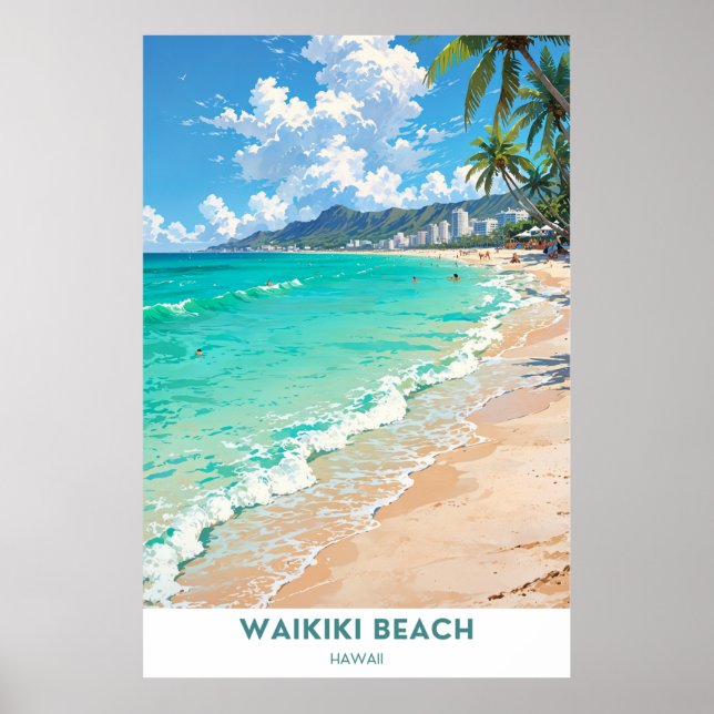 Póster Waikiki Beach, Hawaii (Frente)