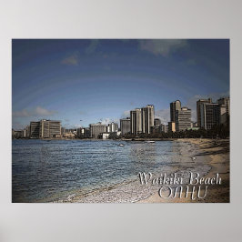 Póster Waikiki Beach Oahu hawaiian scenic poster
