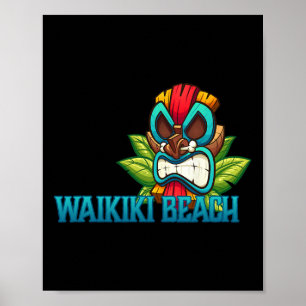 Póster Waikiki Beach Tiki - Playas de Hawái