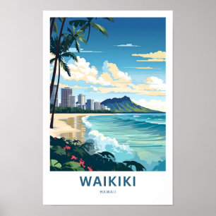 Póster Waikiki Hawai Travel Print