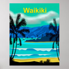 Póster Waikiki Hawaii Travel